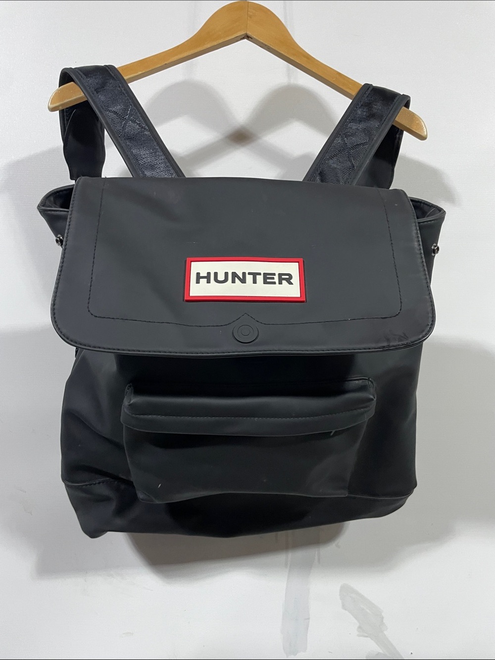Hunter Black Backpack with Red-Trim Logo